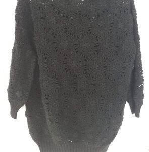 NEW VTG CLASSIC CREATION BLACK HAND CROCHET SMALL